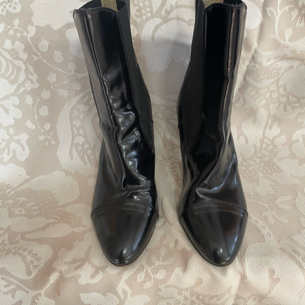 Taryn Rose Glossy Black Ankle Boots